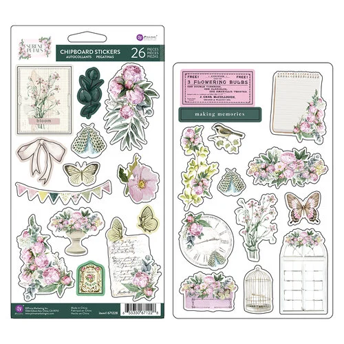 Prima - Serene Petals Collection - Chipboard Stickers - Blooming Beauty 1 Prima - Serene Petals Collection - Chipboard Stickers - Blooming Beauty