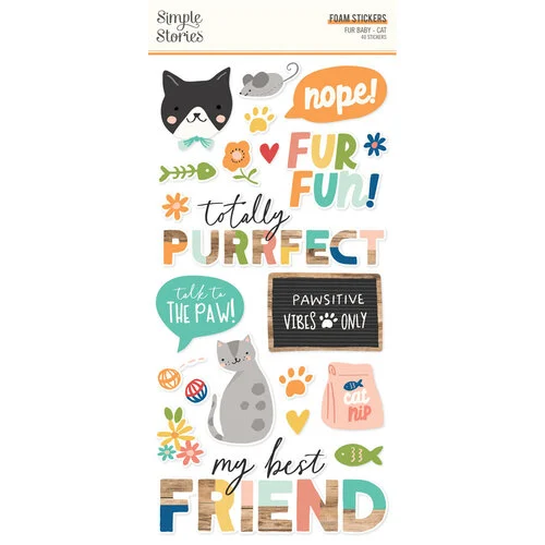 Simple Stories - Fur Baby Cat Collection - Foam Stickers