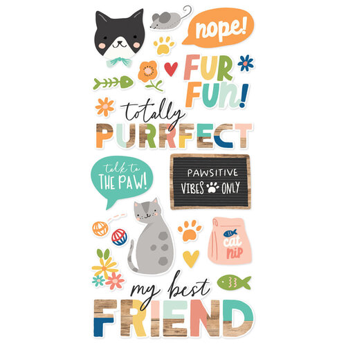 Simple Stories - Fur Baby Cat Collection - Foam Stickers
