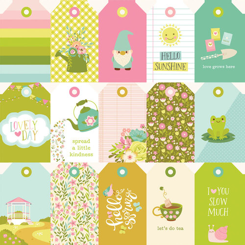 Simple Stories - Tea Garden Collection - 12 x 12 Double Sided Paper - Tag Elements 2 Simple Stories - Tea Garden Collection - 12 x 12 Double Sided Paper - Tag Elements