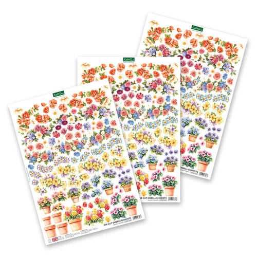 Katy Sue Designs - 3D Die Cut Decoupage Layers - Easy Pop Out Designs - Garden Flowers
