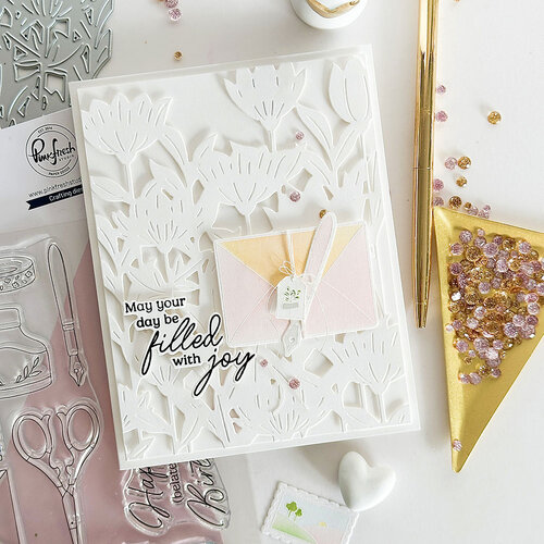 Pinkfresh Studio - Pure Bliss Collection - Stencils - Classic Correspondence 2 Pinkfresh Studio - Pure Bliss Collection - Stencils - Classic Correspondence