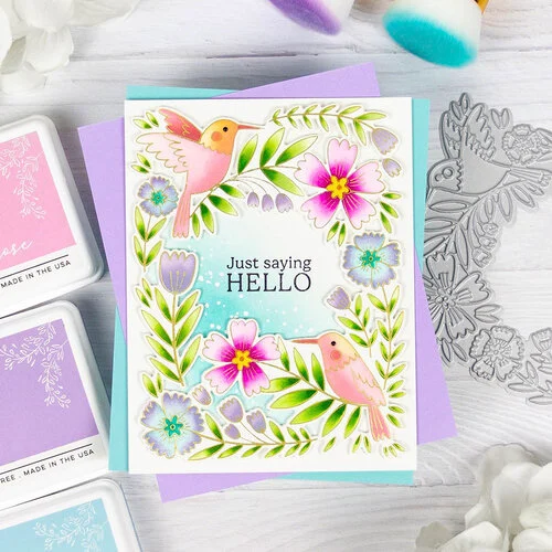 Pinkfresh Studio - Pure Bliss Collection - Stencils - Happy Hummingbirds 2 Pinkfresh Studio - Pure Bliss Collection - Stencils - Happy Hummingbirds