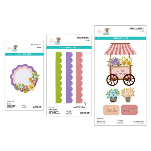 Spellbinders - Simple Vintage Flower Shoppe Collection - Etched Dies - Bundle