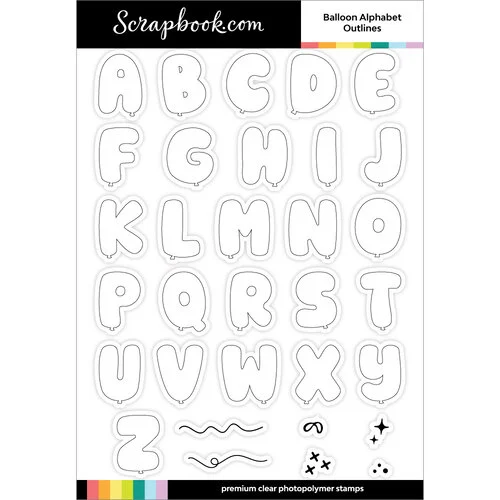 Scrapbook.com - Clear Photopolymer Stamp Set - Balloon Alphabet Outlines 1 Scrapbook.com - Clear Photopolymer Stamp Set - Balloon Alphabet Outlines