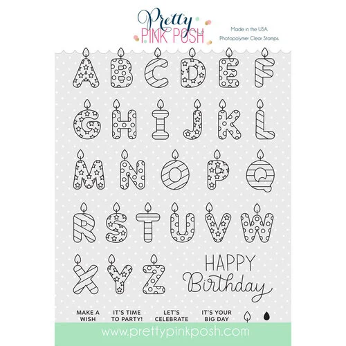 Pretty Pink Posh - Clear Photopolymer Stamps - Alphabet Candles