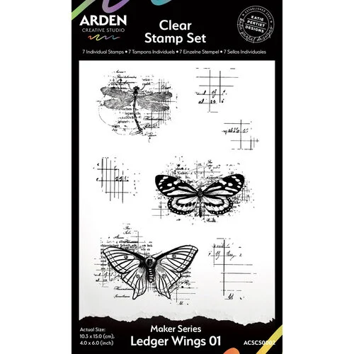 Arden Creative Studio - Maker Series Collection - Clear Photopolymer Stamps - Ledger Wings 01