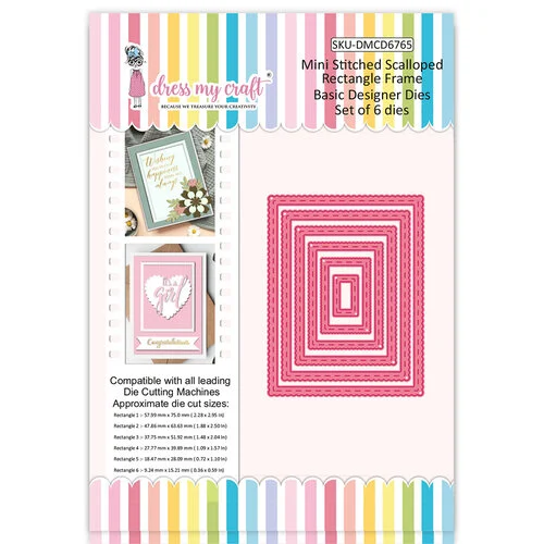Dress My Craft - Dies - Mini Stitched Scalloped Rectangle Frame