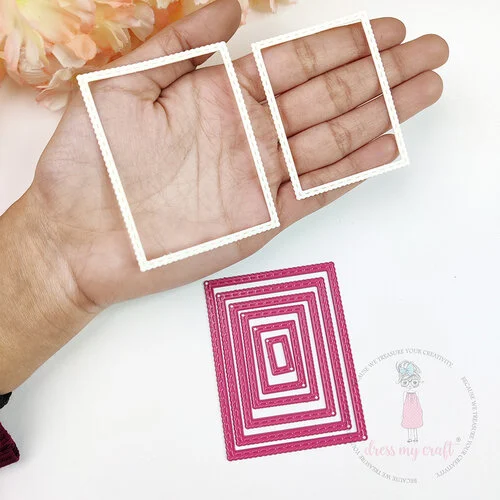 Dress My Craft - Dies - Mini Stitched Scalloped Rectangle Frame