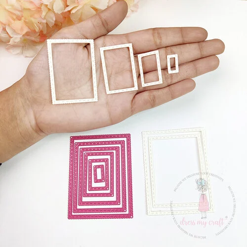 Dress My Craft - Dies - Mini Stitched Scalloped Rectangle Frame