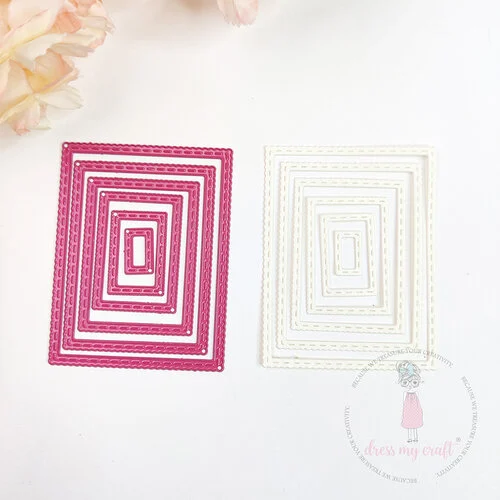 Dress My Craft - Dies - Mini Stitched Scalloped Rectangle Frame