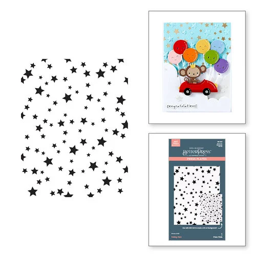 Spellbinders - Little Smiles Collection - BetterPress Plates - Falling Stars 1 Spellbinders - Little Smiles Collection - BetterPress Plates - Falling Stars