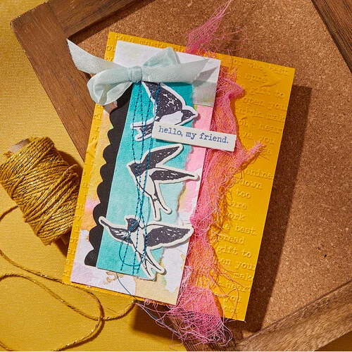 Spellbinders - Dina Wakley Media - Collaged Birds Collection - 3D Embossing Folder - Soaring 6 Spellbinders - Dina Wakley Media - Collaged Birds Collection - 3D Embossing Folder - Soaring