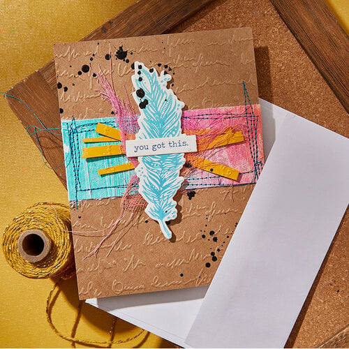 Spellbinders - Dina Wakley Media - Collaged Birds Collection - 2D Embossing Folder - Scribbled Letter 6 Spellbinders - Dina Wakley Media - Collaged Birds Collection - 2D Embossing Folder - Scribbled Letter