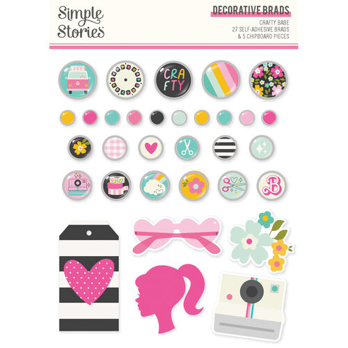 Simple Stories - Crafty Babe Collection - Self Adhesive Decorative Brads 1 Simple Stories - Crafty Babe Collection - Self Adhesive Decorative Brads