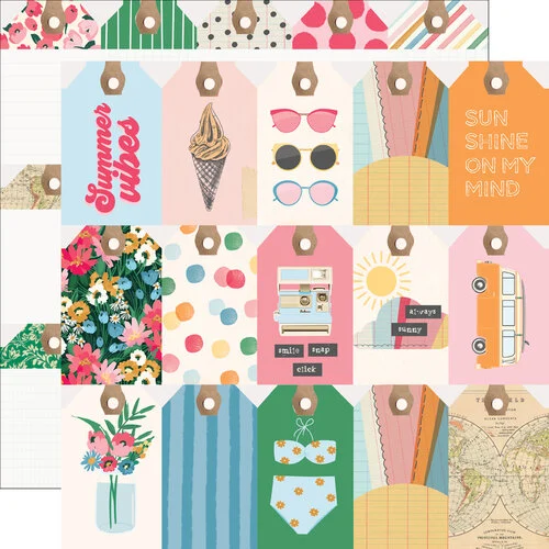 Simple Stories - Sunny Days Collection - 12 x 12 Double Sided Paper - Tag Elements 1 Simple Stories - Sunny Days Collection - 12 x 12 Double Sided Paper - Tag Elements