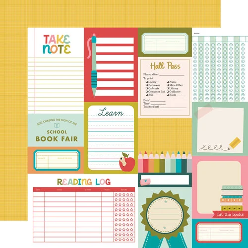 Simple Stories - Book Fair Collection - 12 x 12 Double Sided Paper - Journal Elements 1 Simple Stories - Book Fair Collection - 12 x 12 Double Sided Paper - Journal Elements