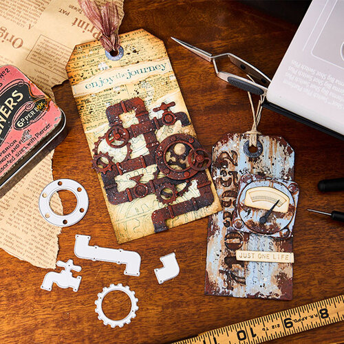 Sizzix - Tim Holtz - 2D Embossing Folder and Thinlits Dies Set - Vault Bundle - 128 Pieces 11 Sizzix - Tim Holtz - 2D Embossing Folder and Thinlits Dies Set - Vault Bundle - 128 Pieces