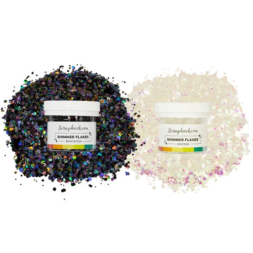 Scrapbook.com - Shimmer Flakes - Unicorn & Reputation - 2 oz Shaker Jars - 2 Pack