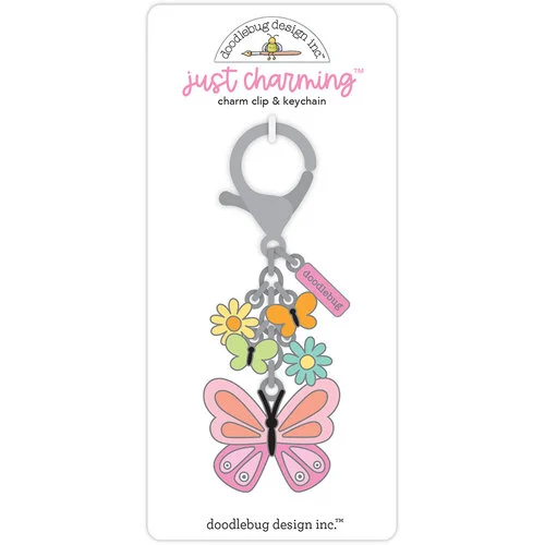 Doodlebug Design - Butterfly Kisses Collection - Just Charming Clip And Key Chain