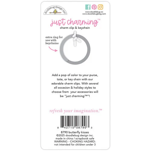 Doodlebug Design - Butterfly Kisses Collection - Just Charming Clip And Key Chain