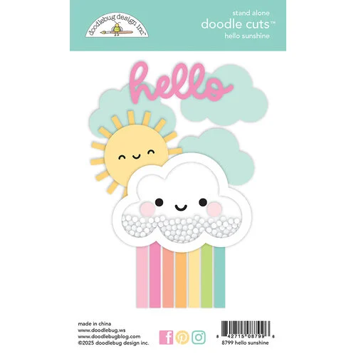 Doodlebug Design - Butterfly Kisses Collection - Doodle Cuts - Metal Dies - Hello Sunshine