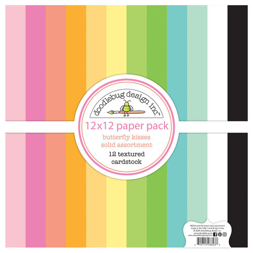 Doodlebug Design - Butterfly Kisses Collection - 12 x 12 Paper Pack - Solids Assortment 1 Doodlebug Design - Butterfly Kisses Collection - 12 x 12 Paper Pack - Solids Assortment