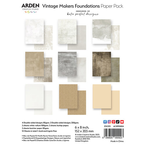 Arden Creative Studio - Vintage Makers Series Collection - 6 x 8 Paper Pad - Foundations 1 Arden Creative Studio - Vintage Makers Series Collection - 6 x 8 Paper Pad - Foundations