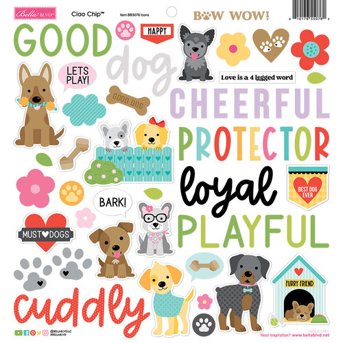Bella Blvd - Bow Wow Collection - Chipboard Stickers - Icons