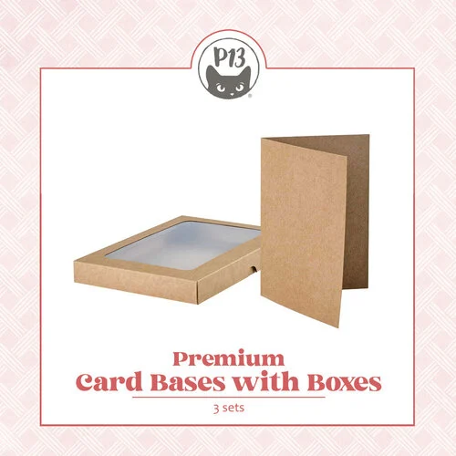 P13 - Premium Card Bases Collection - Card Bases with Window Boxes - A4 - Kraft - 3 Pack
