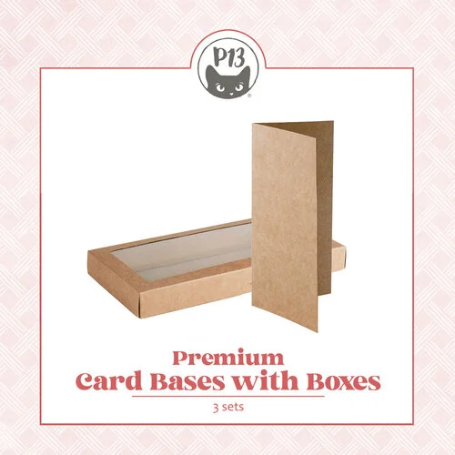 P13 - Premium Card Bases Collection - Card Bases with Window Boxes - Slimline - Kraft - 3 Pack