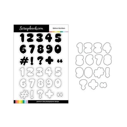 Scrapbook.com - Photopolymer Stamp Set and Coordinating Die - Balloon Numbers