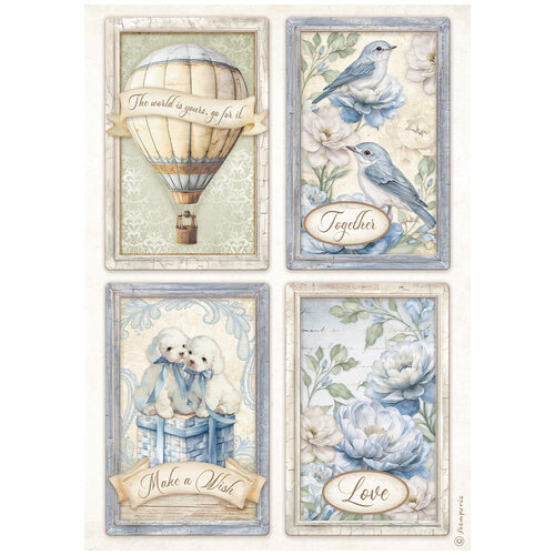 Stamperia - Timeless Collection - A4 Rice Paper - 4 Cards 1 Stamperia - Timeless Collection - A4 Rice Paper - 4 Cards