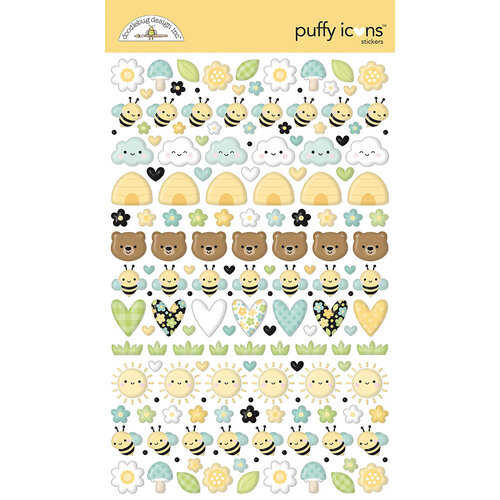Doodlebug Design - Bee Happy Collection - Puffy Stickers - Icons