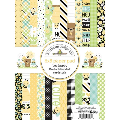 Doodlebug Design - Bee Happy Collection - 6 x 8 Paper Pad 1 Doodlebug Design - Bee Happy Collection - 6 x 8 Paper Pad