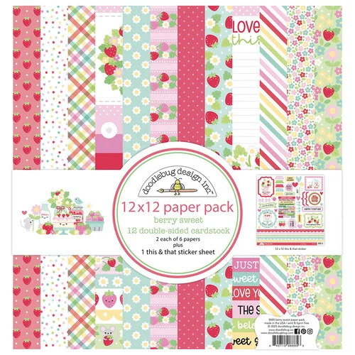 Doodlebug Design - Berry Sweet Collection - 12 x 12 Paper Pack
