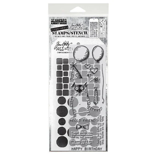 Stampers Anonymous - Tim Holtz - Clear Stamps and Stencil Set - Mixed Media 09