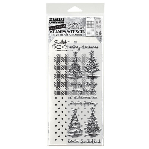 Stampers Anonymous - Tim Holtz - Clear Stamps and Stencil Set - Scribbly Christmas 1 Stampers Anonymous - Tim Holtz - Clear Stamps and Stencil Set - Scribbly Christmas
