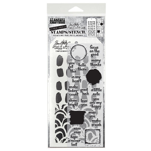 Stampers Anonymous - Tim Holtz - Clear Stamps and Stencil Set - Note Quotes