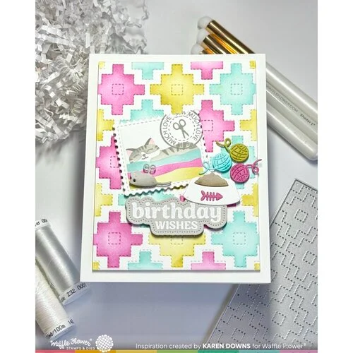 Waffle Flower Crafts - Stencils - Quilted Squares 3 Waffle Flower Crafts - Stencils - Quilted Squares