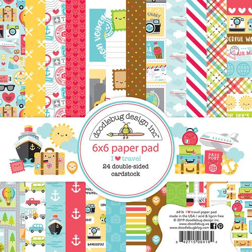 Doodlebug Design - I Heart Travel - 6 x 6 Paper Pad 1 Doodlebug Design - I Heart Travel - 6 x 6 Paper Pad