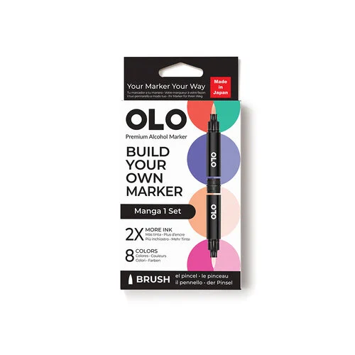 OLO - Brush Collection - 8 Color Markers Set - Manga 1