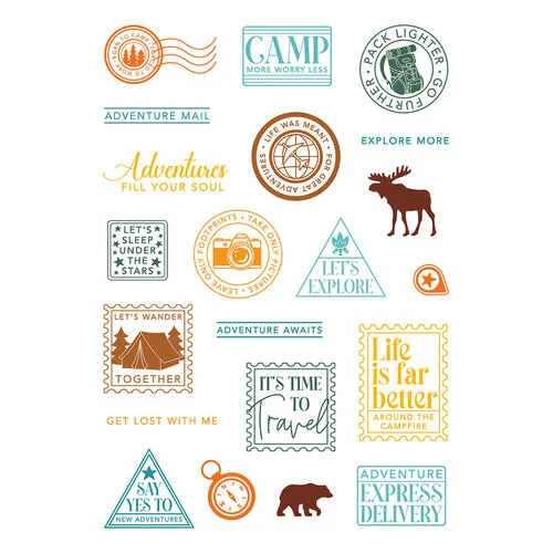 LDRS Creative - Beach Days Collection - Clear Photopolymer Stamps - Great Outdoors Postage Collage