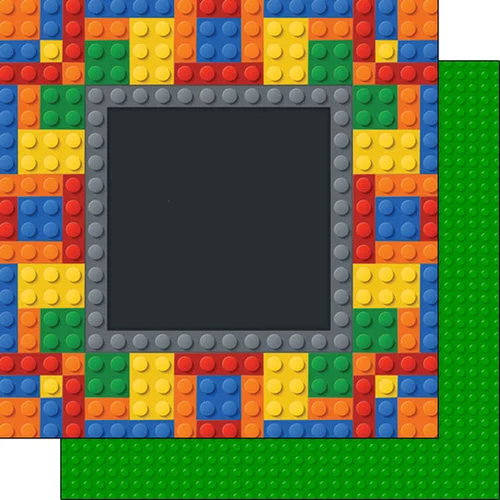 Scrapbook Customs - 12 x 12 Double Sided Paper - Building Block Frame 1 Scrapbook Customs - 12 x 12 Double Sided Paper - Building Block Frame