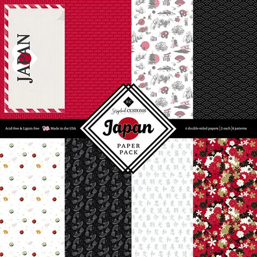 Scrapbook Customs - 12 x 12 Paper Pack - Japan 1 Scrapbook Customs - 12 x 12 Paper Pack - Japan