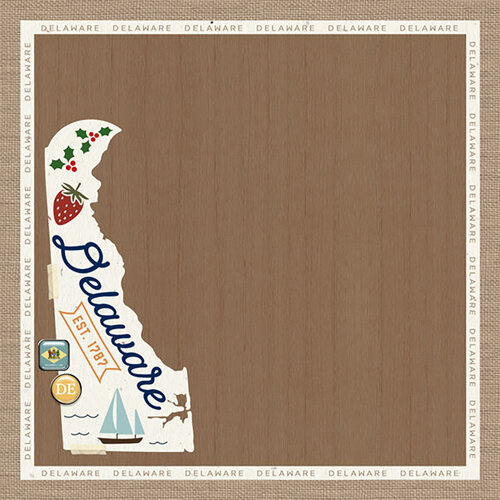 Scrapbook Customs - 12 x 12 Double Sided Paper - Delaware Natural Craft Map 2 Scrapbook Customs - 12 x 12 Double Sided Paper - Delaware Natural Craft Map