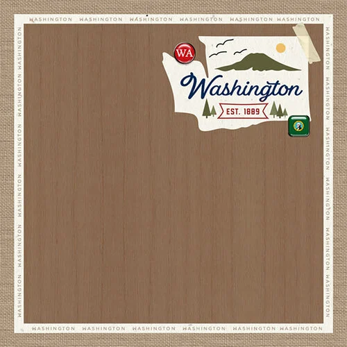 Scrapbook Customs - 12 x 12 Double Sided Paper - Washington Natural Craft Map 2 Scrapbook Customs - 12 x 12 Double Sided Paper - Washington Natural Craft Map