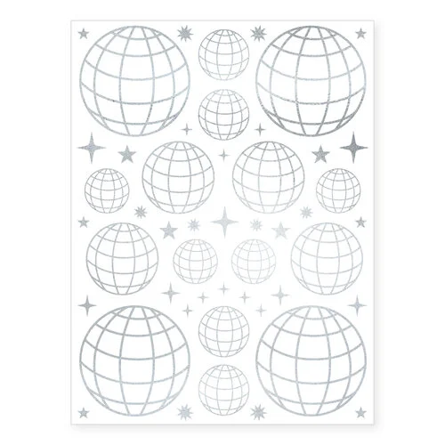 Scrapbook.com - Disco Ball and Shimmer Rub-Ons - Silver - 4 Sheets