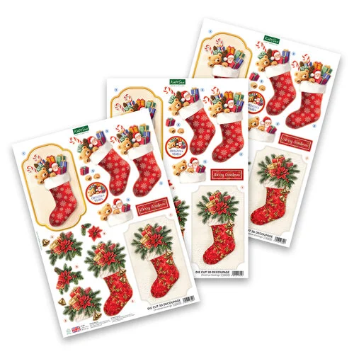 Katy Sue Designs - 3D Die Cut Decoupage Layers - Christmas Stockings