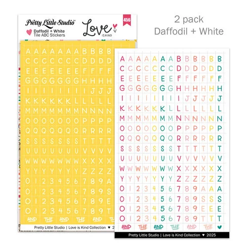 Pretty Little Studio - Love Is Kind Collection - Stickers - Mini ABC - Daffodil and White